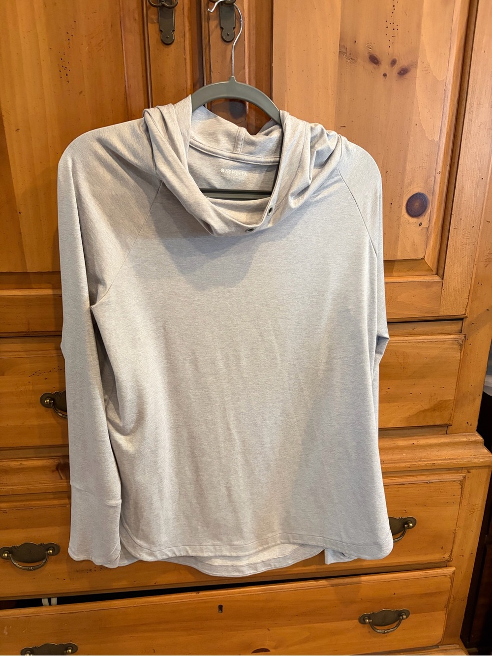 Athleta Light Gray Hooded Pullover Top